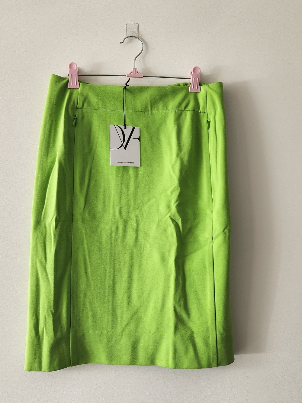 Diane von Furstenberg Skirt Womens 10 Electric Lime Green New Koto NWT Stretch